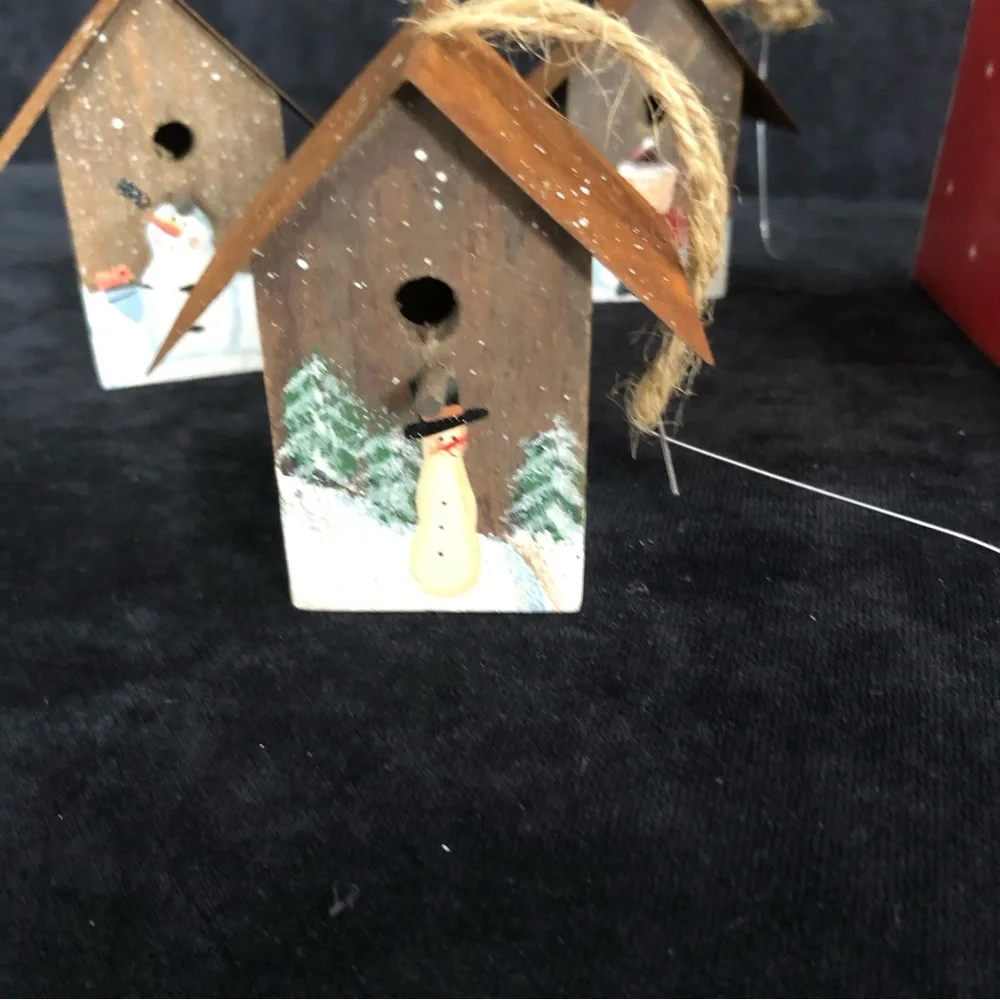 Rustic Birdhouse Ornaments (Set of 4)